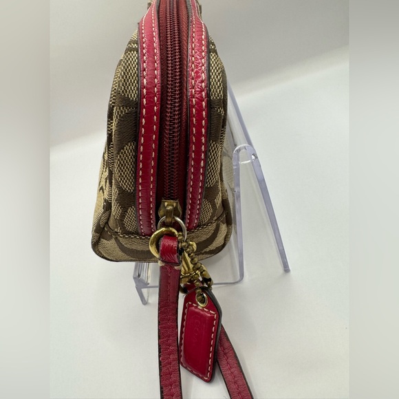 Coach Brown and Pink Pouch Wristlet